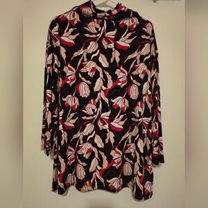 Liz Claiborne Black, Pink and Red Floral Tunic